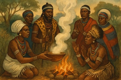 Traditional South African spiritual ritual illustration